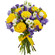 букет желтых роз и синих ирисов. Казахстан